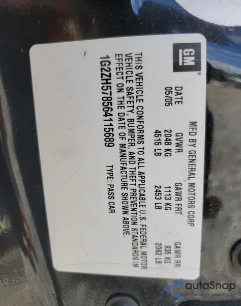 2006 Pontiac G6 Gt из США, поврежденный, VIN 1G2ZH578564115689